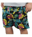 Short Estampado Tactel Elastano P ao Extra Grande Plus Size  Folhas